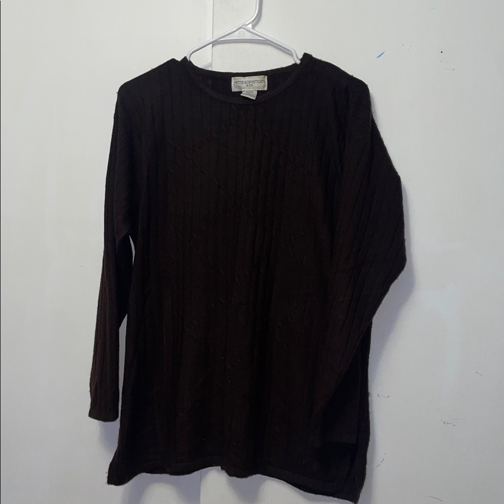 Petite Sophisticate Brown Sweater Medium 100 % Acrylic